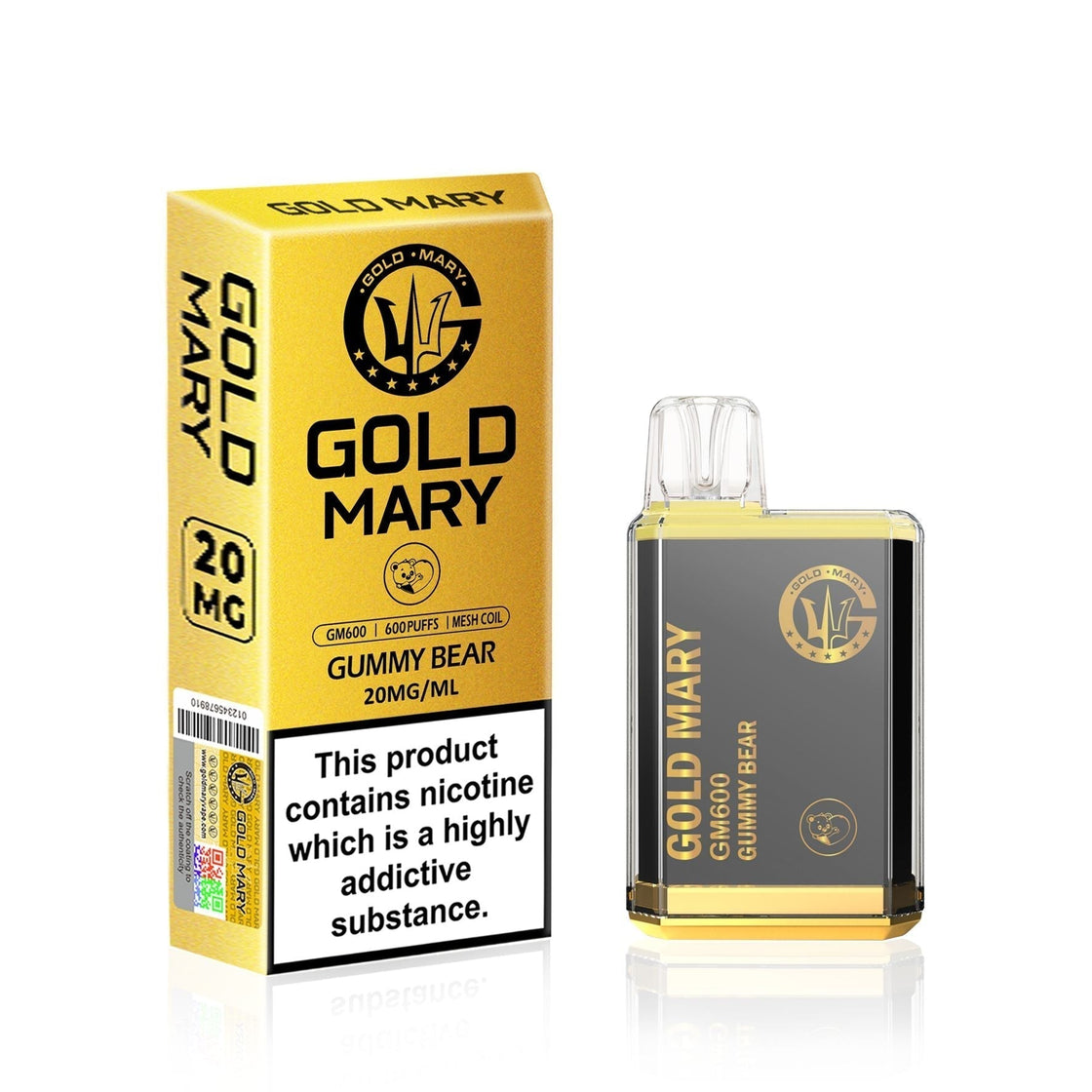 Gold Mary GM600 Disposable Vape Puff Bar Box of 10 - Gummy Bear -Vapeuksupplier