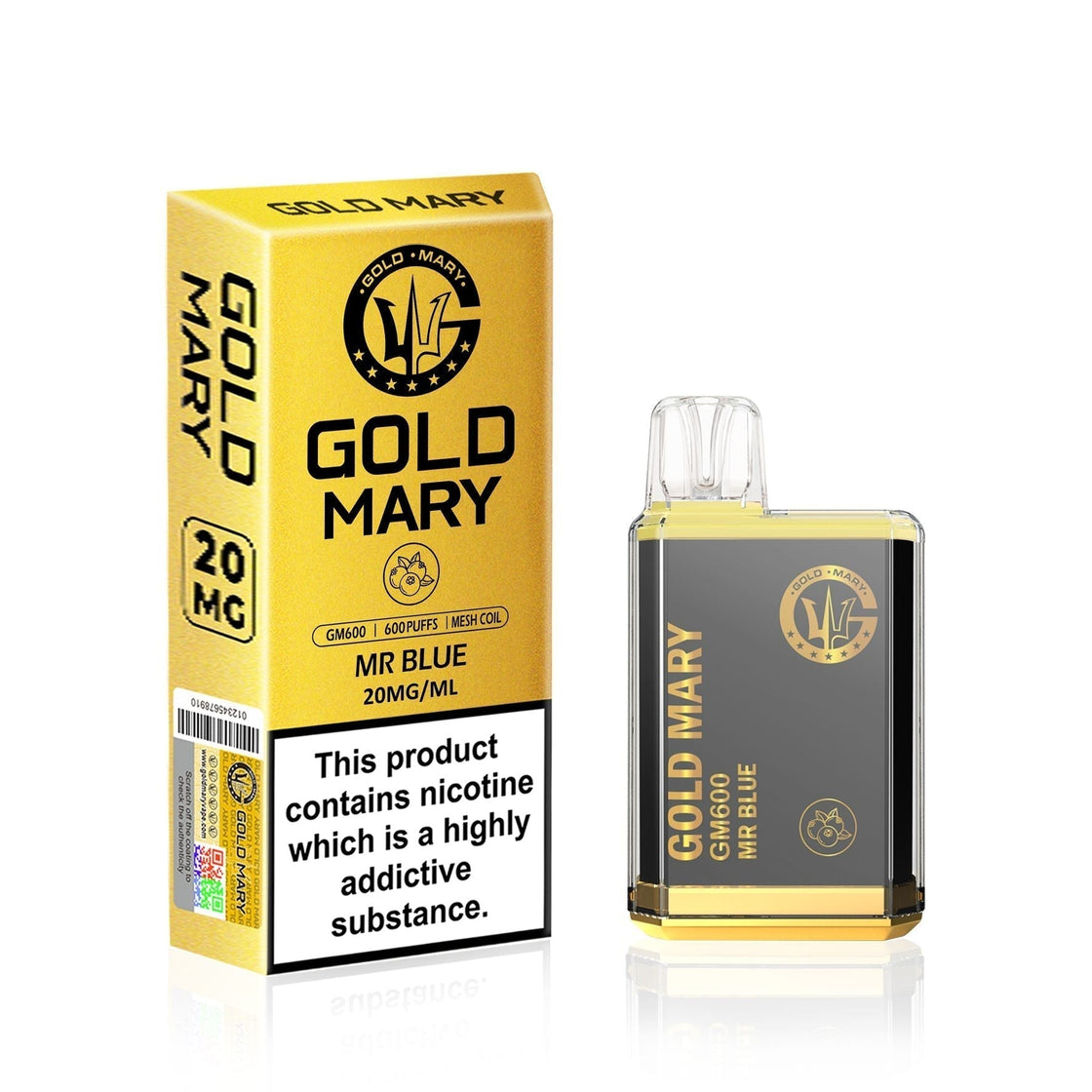 Gold Mary GM600 Disposable Vape Puff Bar Box of 10 - Mr Blue -Vapeuksupplier