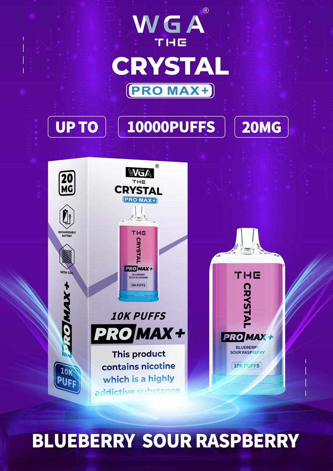 The Crystal Pro Max + 10000 Disposable Vape Pod (Pack of 10)